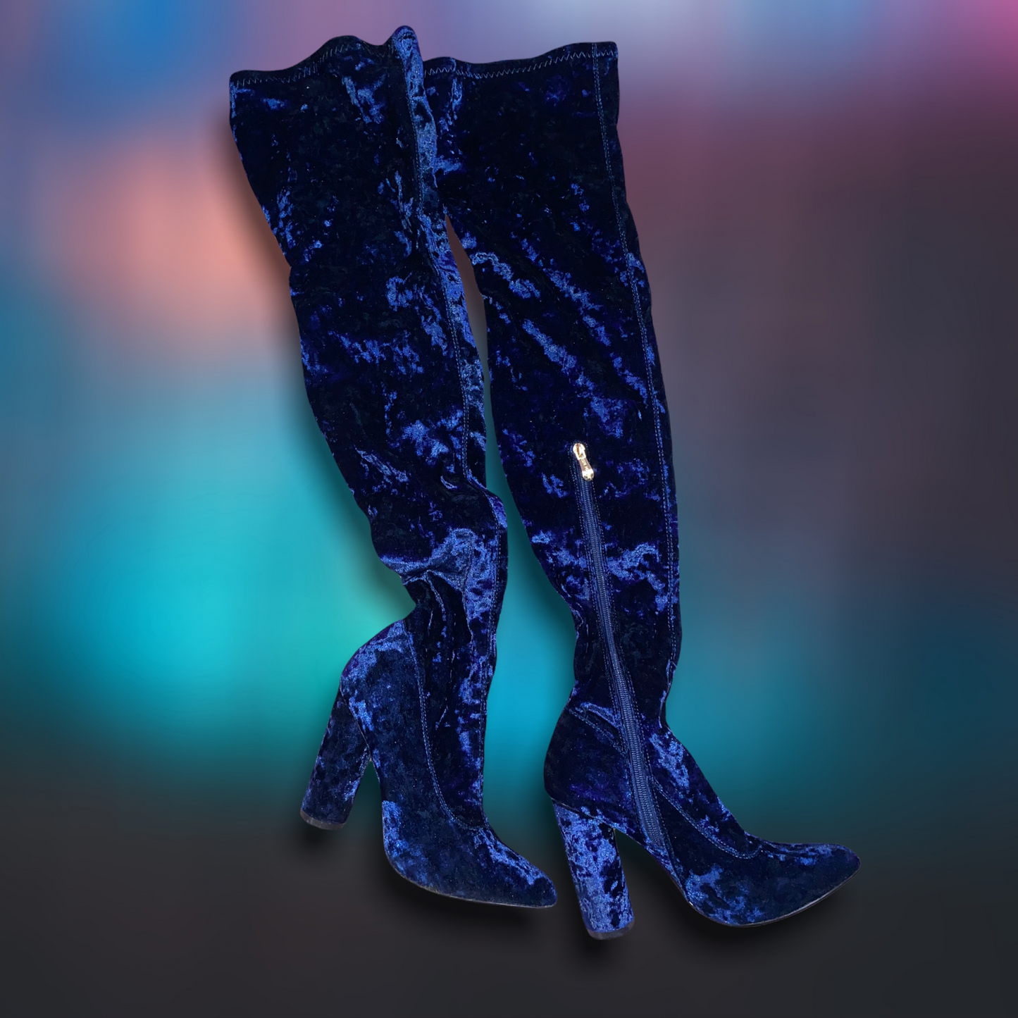 Crushed Velvet Thigh High Boots